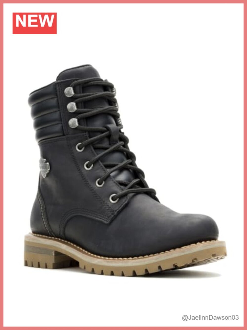 Full Grain Leather Ankle Motorcycle Boots - Lace Up Combat Booties, Goodyear